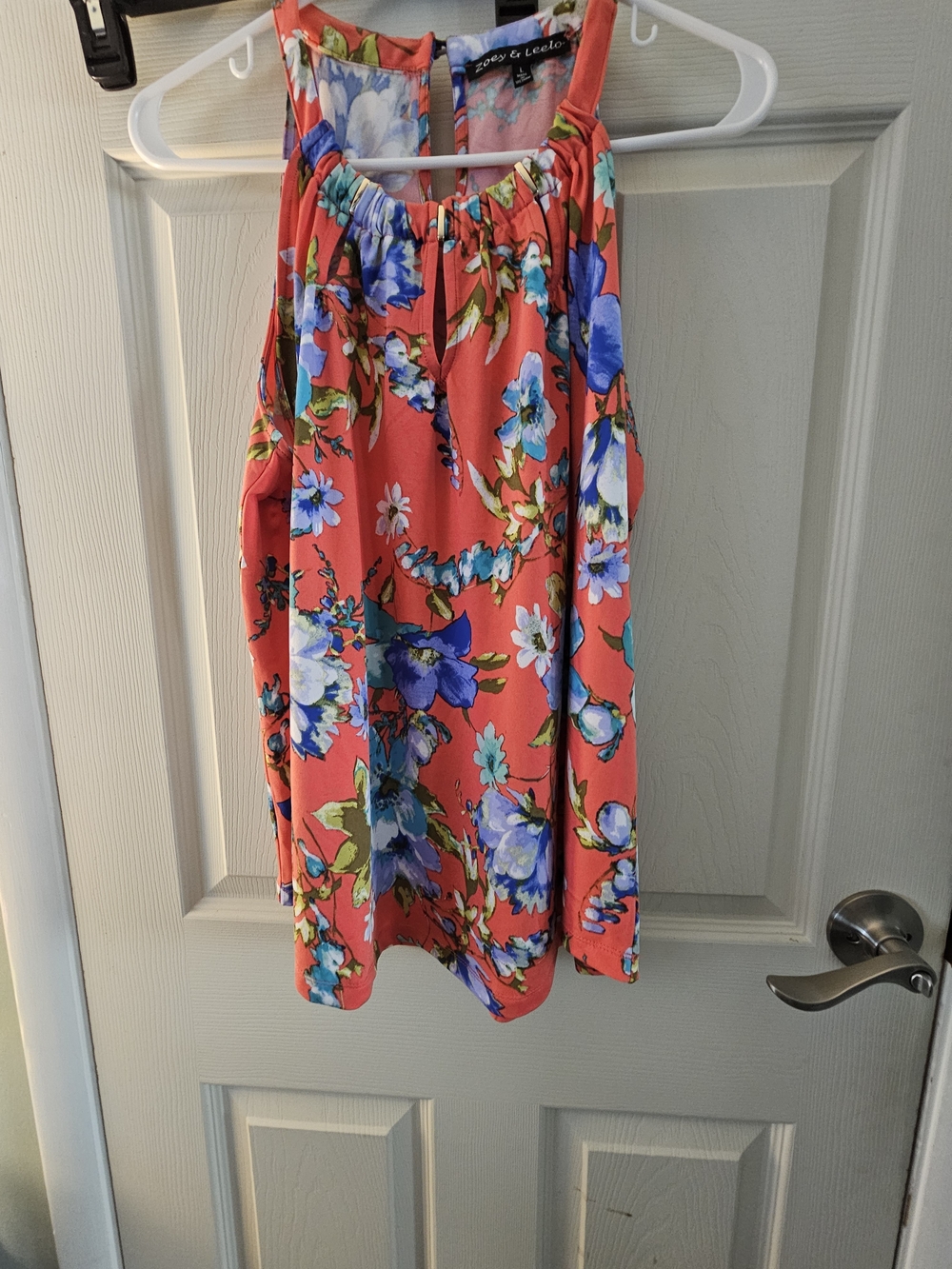 Coral Floral A-Line Skirt -